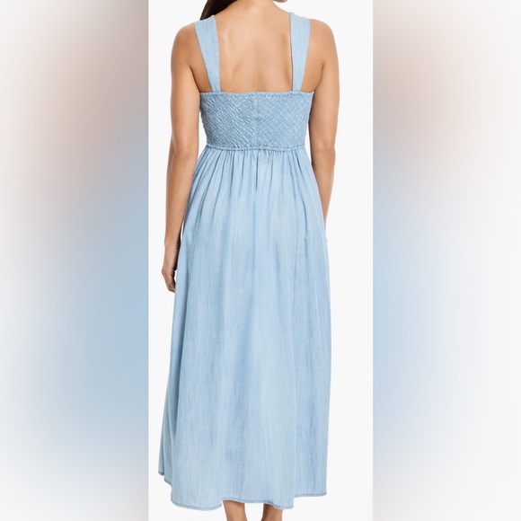Nic + Zoe Sarah Smocked Chambray Sundress | size: XS | Color: Mid Wash - Picture 2 of 8